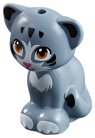 Кот Lego 11602pb04 Cat, Friends / Elves, Sitting with Medium Nougat Eyes, Dark Pink Nose and Black and White Patches Pattern (Chico)